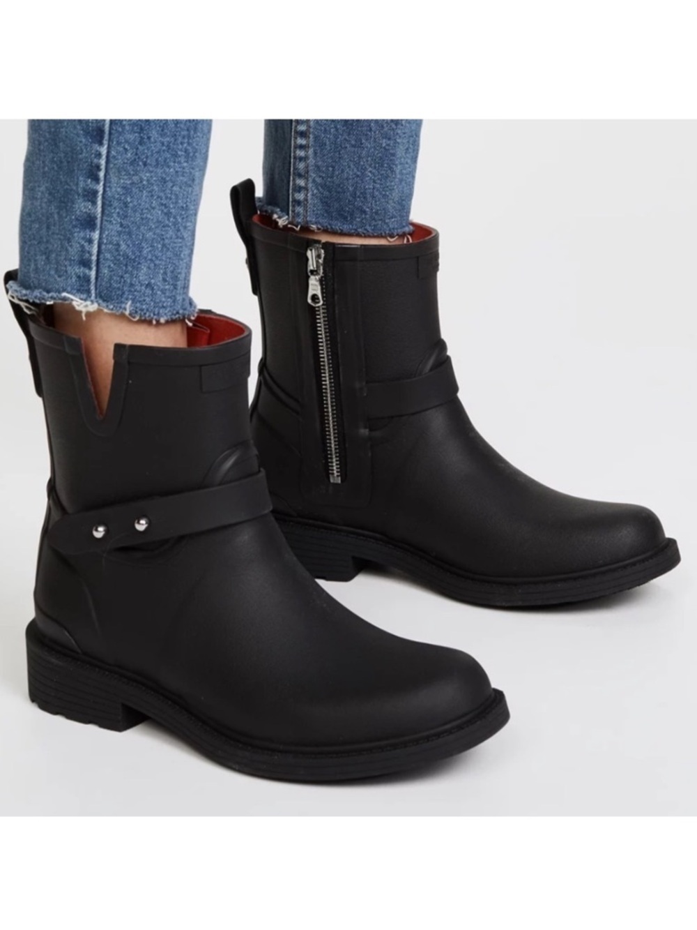 EUC Rag & Bone Moto Rain Boots Black Size 7